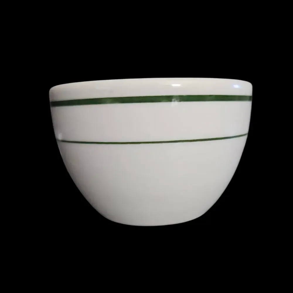 Buffalo China Green Stripe Restaurant Ware Coffee Cups Set of 4 White 3.25